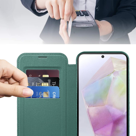 Klopové pouzdro pro Samsung Galaxy A26, RFID Wallet MagSafe CamShield, zelené
