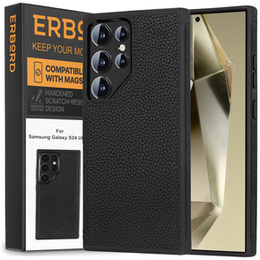 Kožené pouzdro pro Samsung Galaxy S24 Ultra, ERBORD LeatherGuard MagSafe, černé