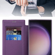 Klopové pouzdro pro Samsung Galaxy S24 Ultra, RFID Wallet MagSafe CamShield, fialové