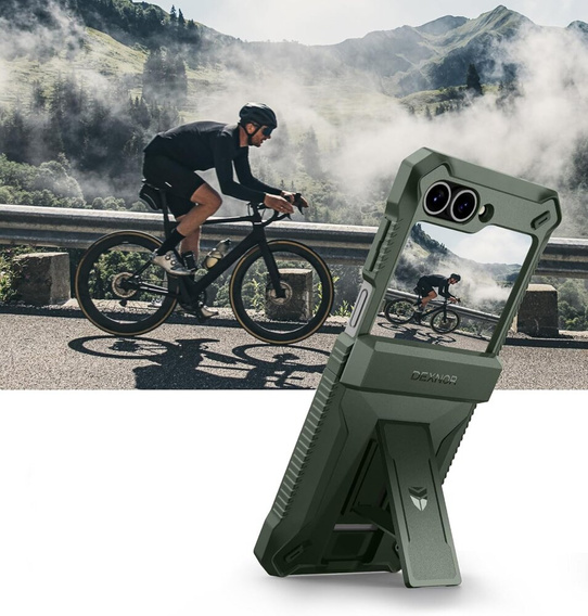 Pancéřové pouzdro pro Samsung Galaxy Z Flip7 FE / Z Flip6, Dexnor Clip Holder, zelené