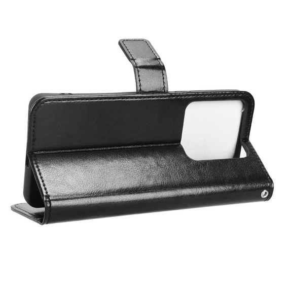 Klopové pouzdro pro Xiaomi Poco M7 Pro 5G, Crazy Horse Wallet, černé