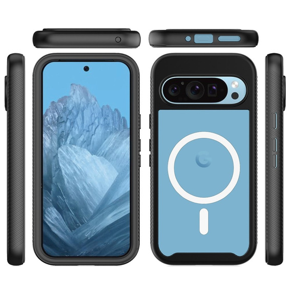 Pouzdro pro Google Pixel 9 / Google Pixel 9 Pro, Shockproof, s fólií na displej, pro MagSafe, černé