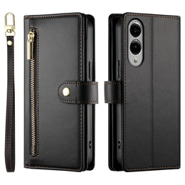 Klopové pouzdro pro Samsung Galaxy S25 Edge, Wallet Zipper Pocket, černé