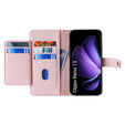 Klopové pouzdro pro Oppo Reno 13, Wallet Zipper Pocket, růžové