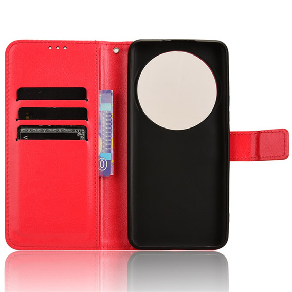 Klopové pouzdro pro Xiaomi 14 Ultra, Crazy Horse Wallet, červené