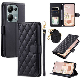Pouzdro s klopou pro Xiaomi Redmi Note 13 Pro 4G / Xiaomi Redmi Note 14S / Xiaomi Poco M6 Pro 4G, Rhombus Crossbody Leather, černé