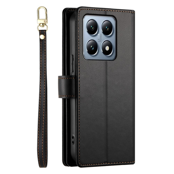 Klopové pouzdro pro Xiaomi 14T Pro, Wallet Zipper Pocket, černé