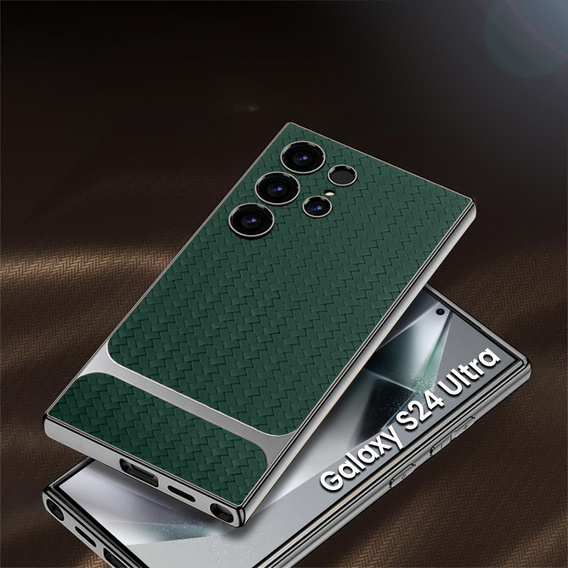 Pouzdro pro Samsung Galaxy S24 Ultra, GKK Woven Leather, zelené