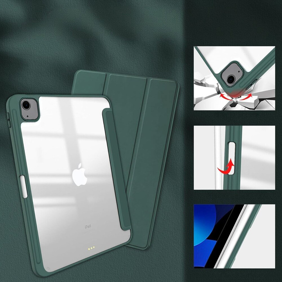 Pouzdro pro iPad Air 13" 2025/2024 (7/6 gen.), Smartcase Hybrid, se slotem na stylus, zelené