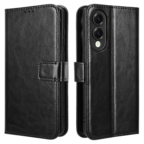Klopové pouzdro pro Samsung Galaxy S25 Edge, Crazy Horse Wallet, černé