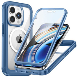 Pouzdro pro iPhone 15 Pro, Armoured Full Protect 360° pro MagSafe, sklo na displej, modré