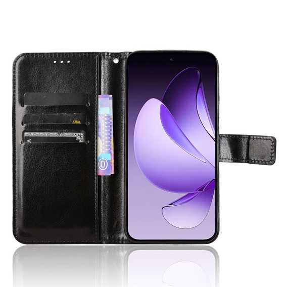 Klopové pouzdro pro Oppo Reno 13, Crazy Horse Wallet, černé