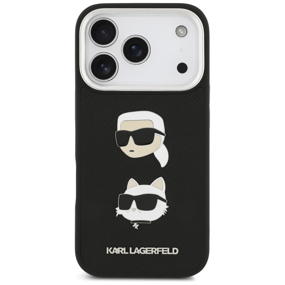 Pouzdro Karl Lagerfeld Grained Karl & Choupette Heads Pins & Logo pro iPhone 17 Pro