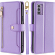 Klopové pouzdro pro Nokia G42, Wallet Zipper Pocket, fialové