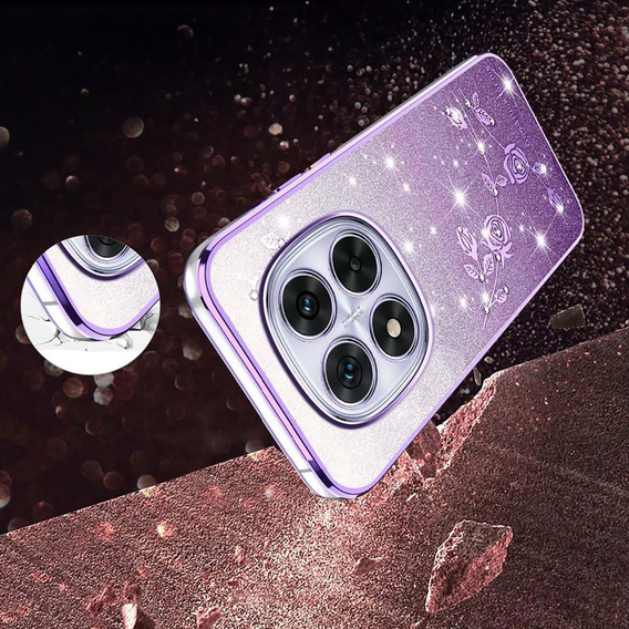 Pouzdro s glitry Glitter Flower pro Xiaomi Redmi Note 15 5G / Poco M8 5G