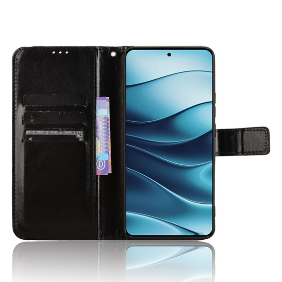 Klopové pouzdro pro Xiaomi Redmi Note 14 5G, Crazy Horse Wallet, černé