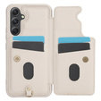 Pouzdro pro Samsung Galaxy A55 5G, Leather Flower Card Slot, béžové