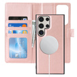 Klopové pouzdro pro Samsung Galaxy S23 Ultra, peněženka, pro MagSafe, růžové rose gold