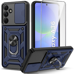 Pancéřové pouzdro pro Samsung Galaxy A36, CamShield Slide, modré + tvrzené sklo 9H