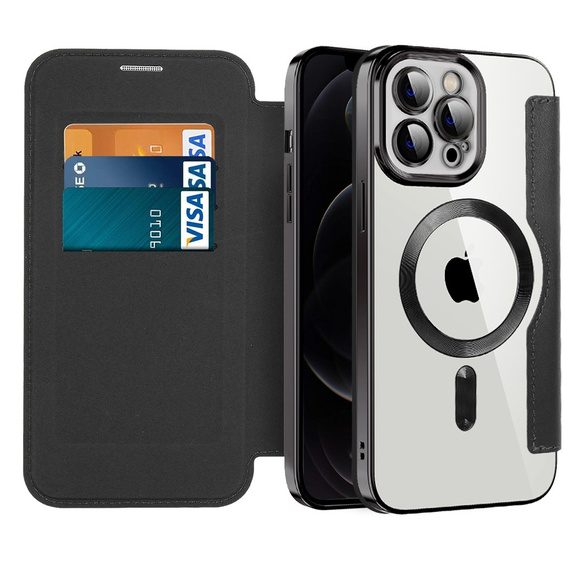 Klopové pouzdro pro iPhone 12 Pro Max, RFID Wallet MagSafe CamShield, černé