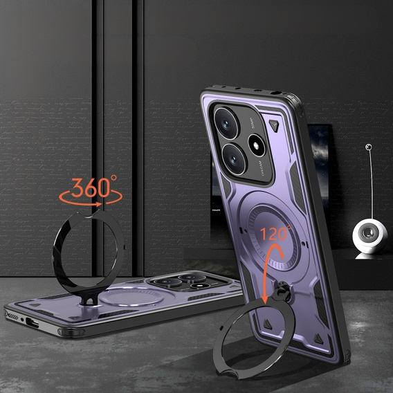 Pouzdro pro Xiaomi Redmi Note 14 5G, Military MagSafe, fialové + 9H sklo