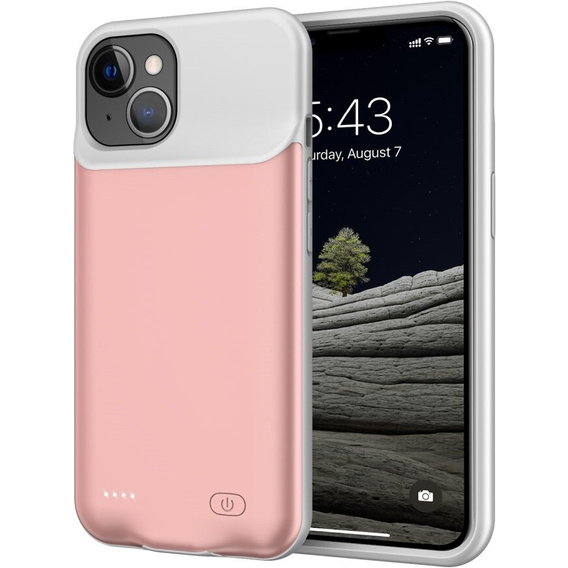 6500mAh bateriové pouzdro pro iPhone 13, růžové