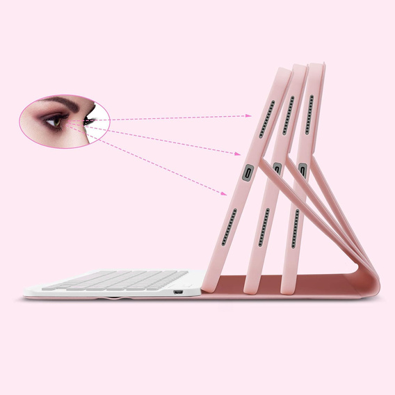 Pouzdro s podsvícenou bluetooth klávesnicí pro iPad 10.9 2022 (10 gen.), růžové