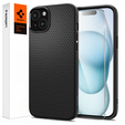 Pouzdro Spigen pro iPhone 15, Liquid Air, černé + 9H tvrzené sklo