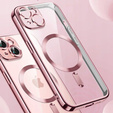 Pouzdro pro iPhone 13, Electro MagSafe, růžové + sklo na displej