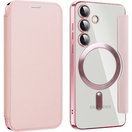 Klopové pouzdro pro Samsung Galaxy S24+ Plus, RFID Wallet MagSafe CamShield, růžové