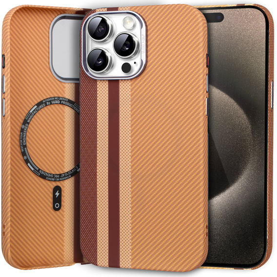 Pouzdro pro iPhone 15 Pro Max, Carbon Fiber MagSafe, žluté