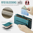 Pouzdro CASEME pro Samsung Galaxy S25 FE, RFID Leather Wallet, s popruhem přes rameno, zelené