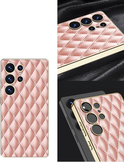 Pouzdro pro Samsung Galaxy S25 Ultra, Leather Rhombus, růžové