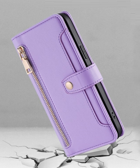 Klopové pouzdro pro Oppo Reno 13, Wallet Zipper Pocket, fialové