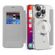 Klopové pouzdro pro iPhone 16 Pro Max, RFID Wallet MagSafe CamShield, stříbrné