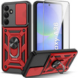 Pancéřové pouzdro pro Samsung Galaxy A36, CamShield Slide, červené + tvrzené sklo 9H
