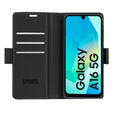 Pouzdro pro Samsung Galaxy A16, ERBORD Glossy Litchi, flipová peněženka, černé