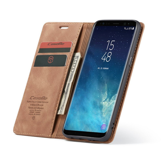 Pouzdro CASEME pro Samsung Galaxy S8, Leather Wallet Case, hnědé