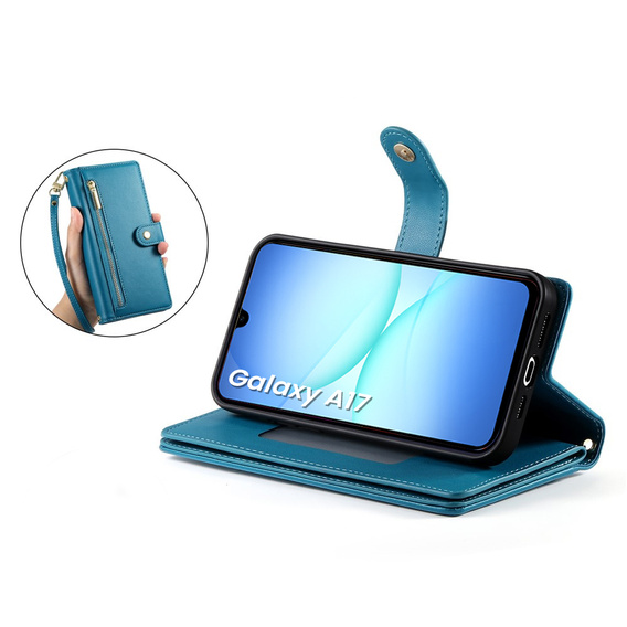 Flipové pouzdro Wallet Zipper Pocket pro Samsung Galaxy A17 5G, Wallet Zipper Pocket, modré