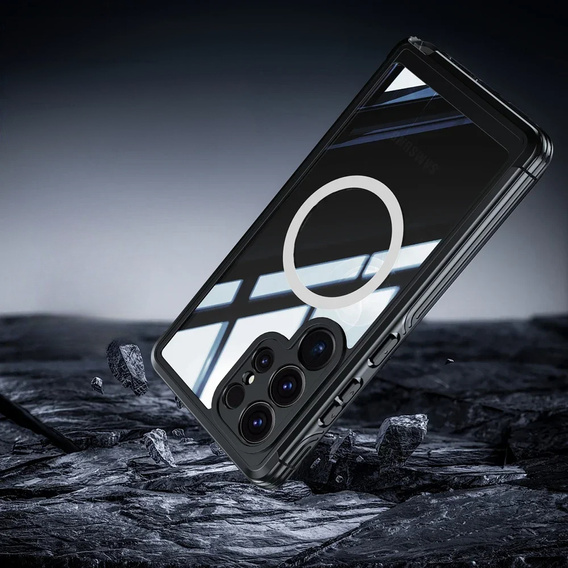 Pouzdro pro Samsung Galaxy S25 Ultra, Shockproof, se sklem, pro MagSafe, černé