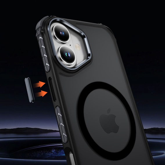 Matné pouzdro pro iPhone 17, pancéřované, pro MagSafe, kouřové s černými boky