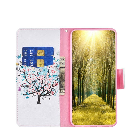 Klopové pouzdro pro Xiaomi Redmi 12C, Wallet, colorful tree, bílé