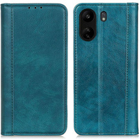 Pouzdro pro Xiaomi Redmi 13C / Poco C65, Wallet Litchi Leather, zelené