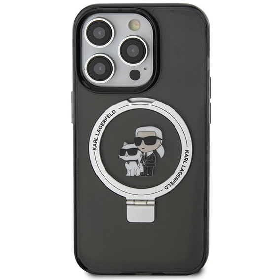 Pouzdro Karl Lagerfeld Ring Stand Karl & Choupette MagSafe pro iPhone 15 Pro