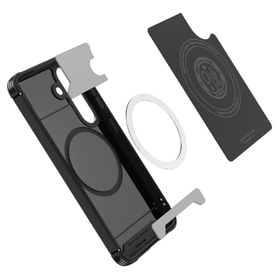 Pouzdro Spigen pro Samsung Galaxy S25, Core Armor MagSafe, černé + 9H tvrzené sklo