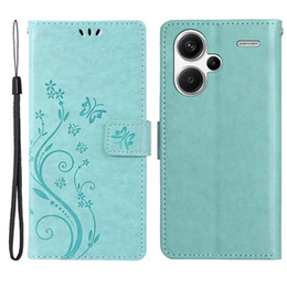 Klopové pouzdro pro Xiaomi Redmi Note 13 Pro+, Butterfly, světle modré