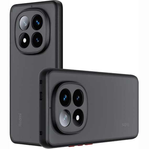 Silikonové pouzdro pro Xiaomi Redmi Note 14 Pro 5G /  Poco X7 5G, s ochranou fotoaparátu, transparentní / černé + 9H tvrzené sklo pro obrazovku