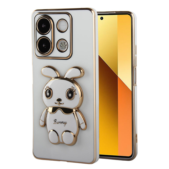 Pouzdro pro Xiaomi Redmi Note 13 5G, Rabbit, bílé + 9H tvrzené sklo