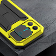 Pouzdro pro iPhone 13 Pro, R-JUST CamShield Slide, pancéřované, žluté / černé