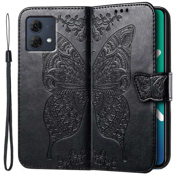 Klopové pouzdro pro Motorola Moto G84, Butterfly, černé